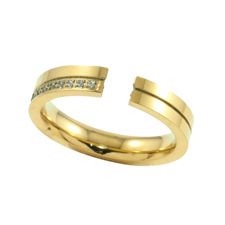 Кольцо Xuping TTM Stainless Steel Цвет 14К Дорожка циркония с прорезью шир. 4мм фото №17