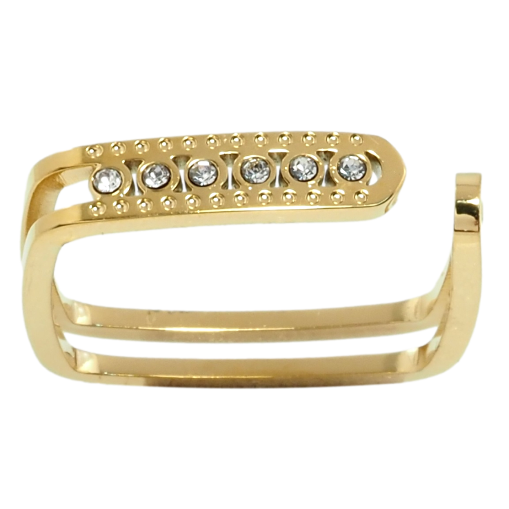 Кольцо Xuping TTM Stainless Steel Цвет 14К Квадратное с узором цирконием фото №18