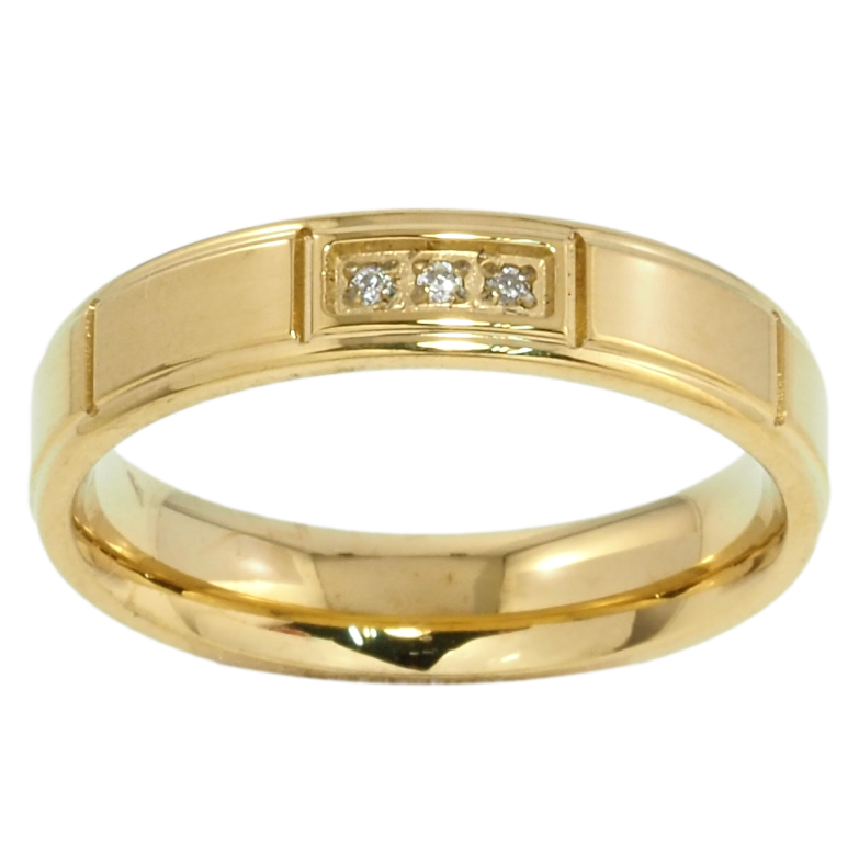 Кольцо Xuping TTM Stainless Steel Цвет 14К Узор с цирконием, шир. 4.5мм фото №1