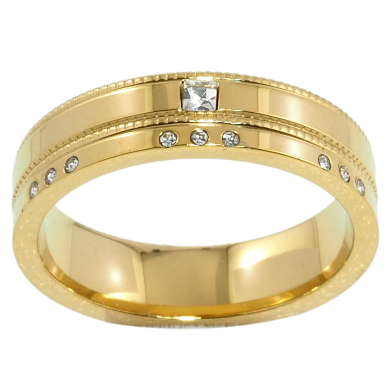 Каблучка Xuping TTM Stainless Steel Колір 14К Візерунок з цирконієм, шир. 5.5мм фото №1