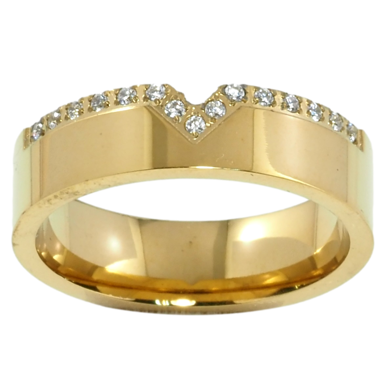 Кольцо Xuping TTM Stainless Steel Цвет 14К Узор с цирконием, шир. 6мм фото №1