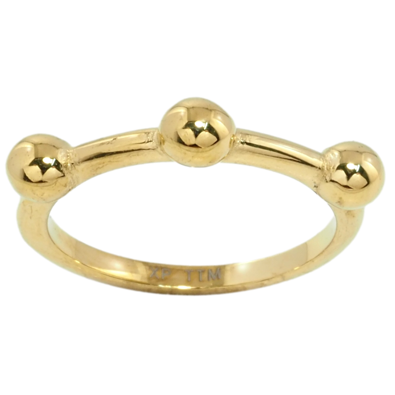 Кольцо Xuping TTM Stainless Steel Цвет 14К Три шарика фото №1