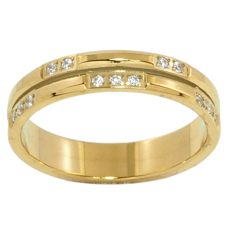 Кольцо Xuping TTM Stainless Steel Цвет 14К Узор с цирконием, шир. 4мм фото №17