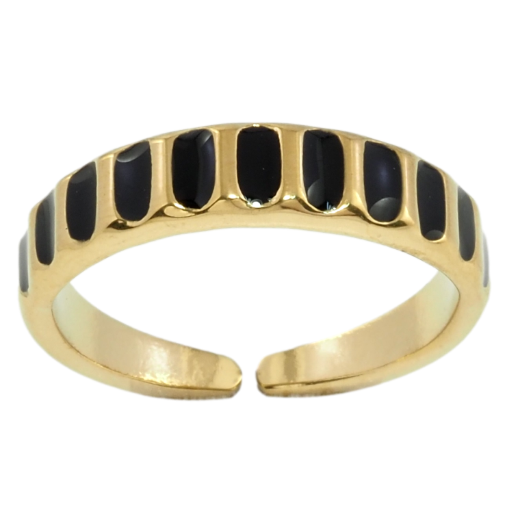 Каблучка Xuping TTM Stainless Steel Колір 14К Візерунок чорною емаллю фото №3