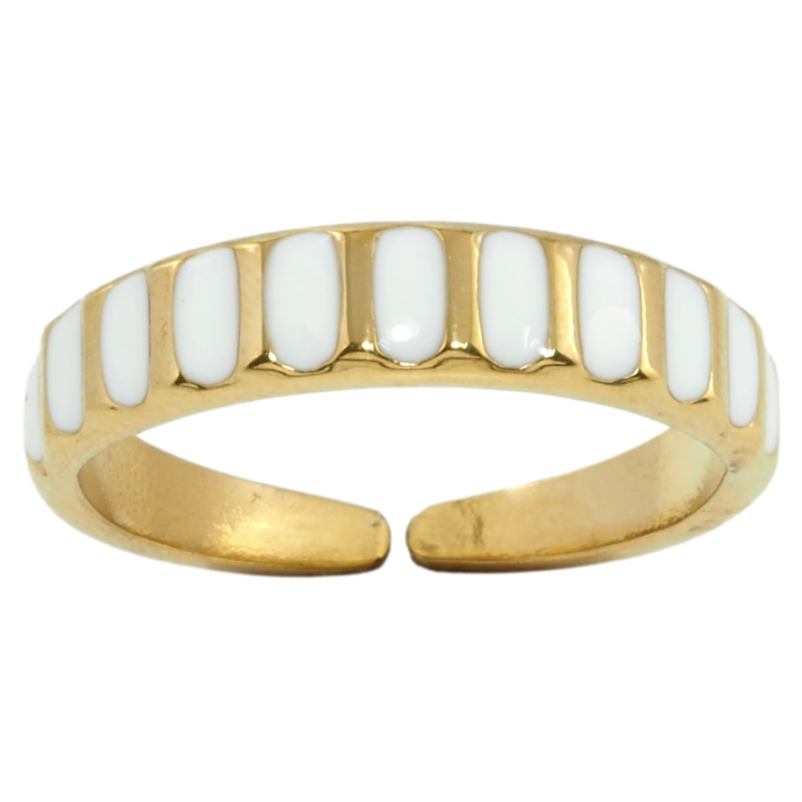 Каблучка Xuping TTM Stainless Steel Колір 14К Візерунок білою емаллю фото №1