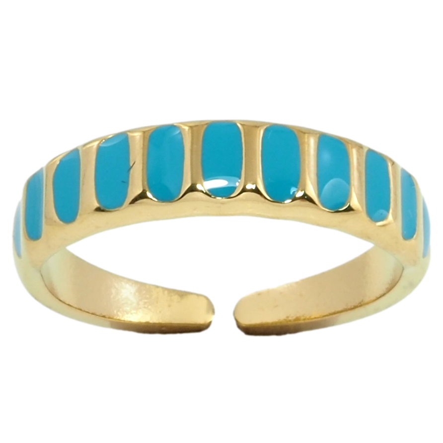 Каблучка Xuping TTM Stainless Steel Колір 14К Візерунок блакитною емаллю фото №1