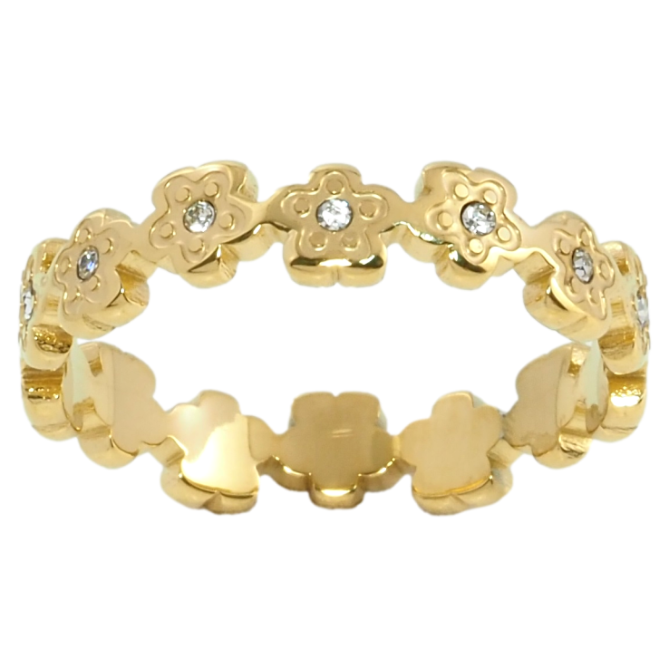 Кольцо Xuping TTM Stainless Steel Цвет 14К Цветочки с цирконием фото №20