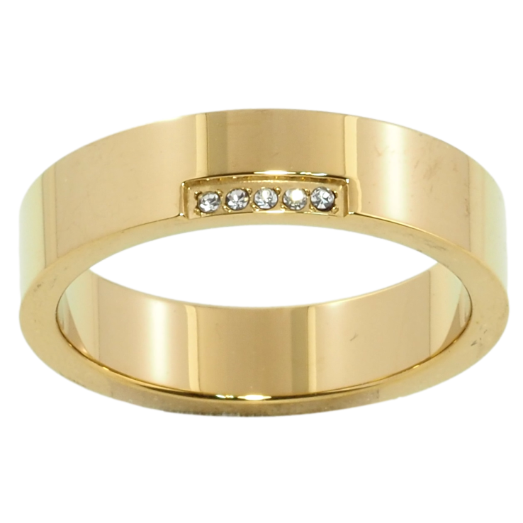 Каблучка Xuping TTM Stainless Steel Колір 14К Візерунок з цирконієм, шир. 5мм фото №11