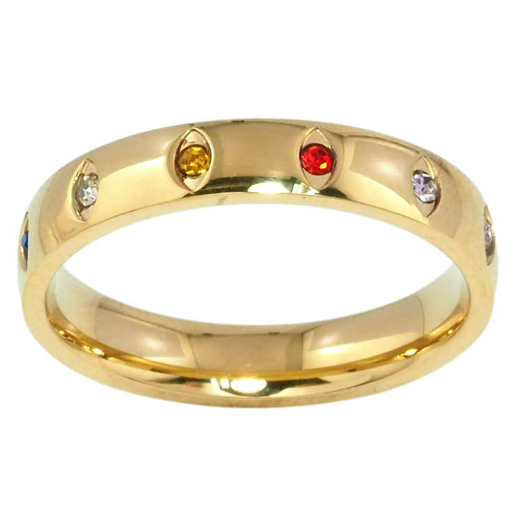 Кольцо Xuping TTM Stainless Steel Цвет 14К Вставки разноцветного циркония, шир. 4мм фото №14
