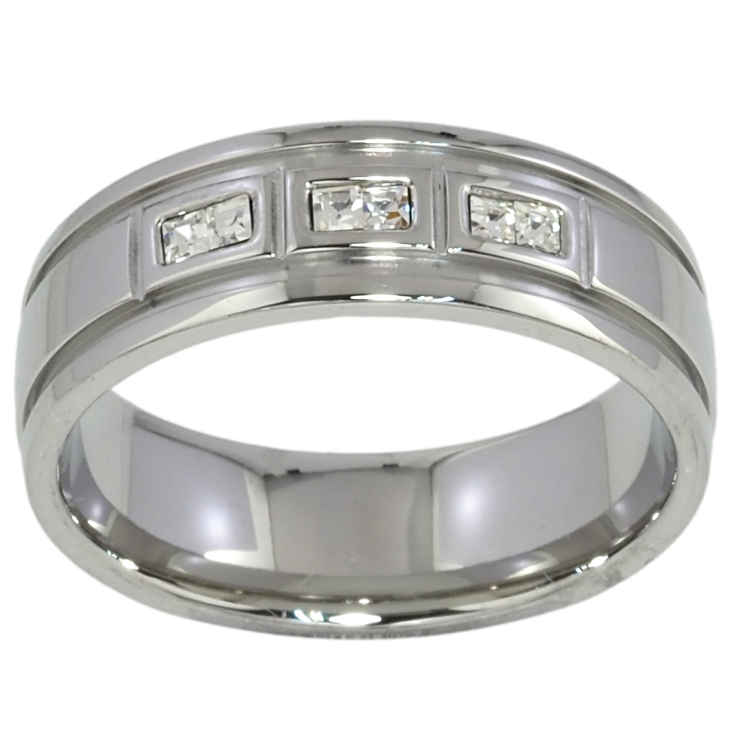 Кольцо Xuping TTM Stainless Steel Цвет Родий Узор с цирконием. шир. 6.5мм фото №13