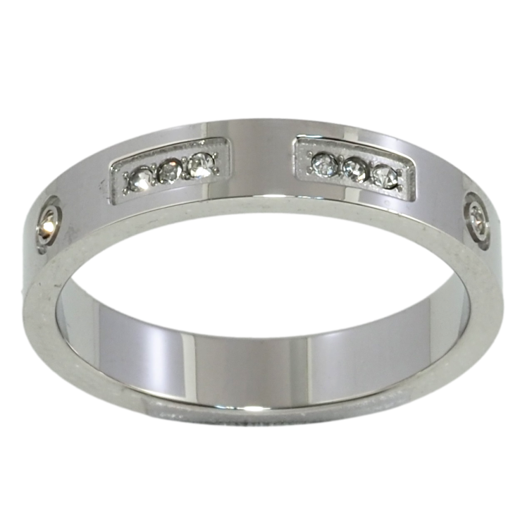 Кольцо Xuping TTM Stainless Steel Цвет Родий Узор с цирконием. шир. 4мм фото №16