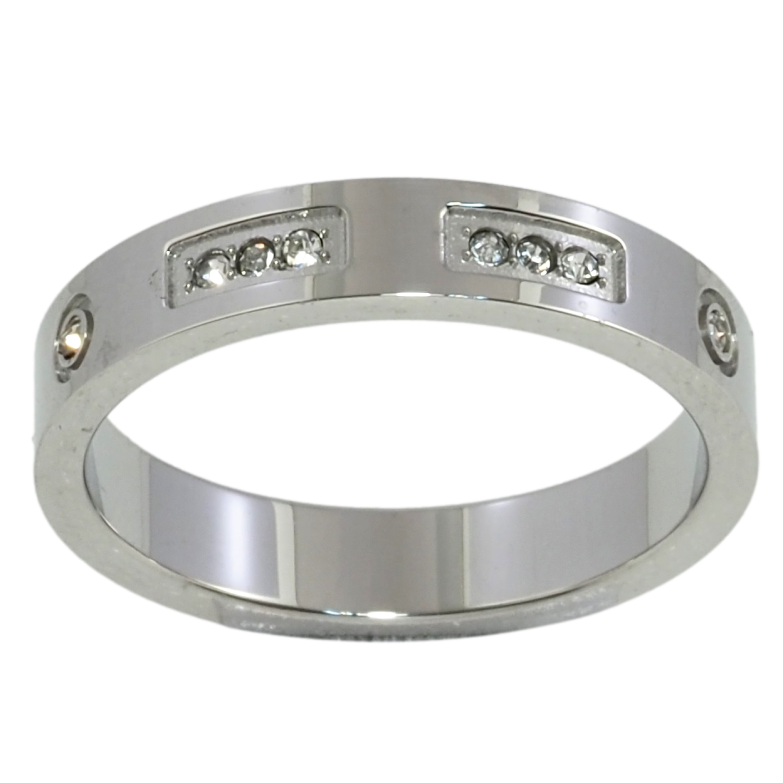 Кольцо Xuping TTM Stainless Steel Цвет Родий Узор с цирконием. шир. 4мм фото №1