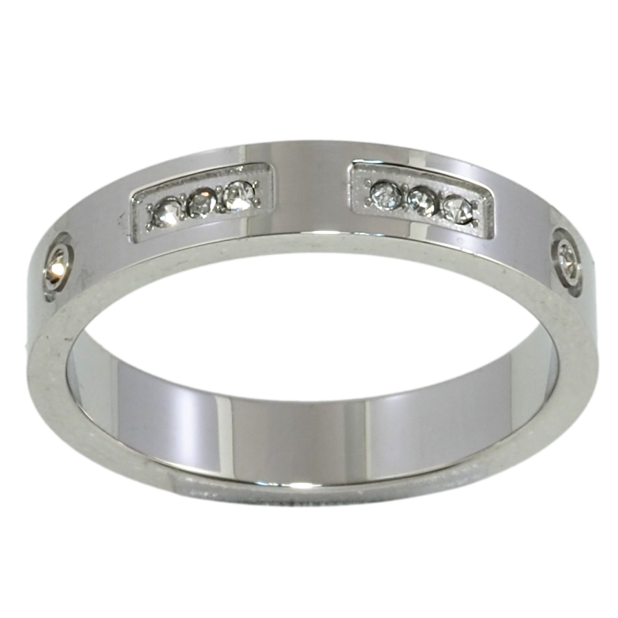 Кольцо Xuping TTM Stainless Steel Цвет Родий Узор с цирконием. шир. 4мм фото №1