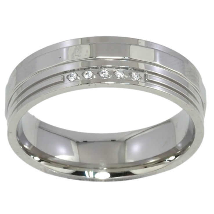 Кольцо Xuping TTM Stainless Steel Цвет Родий Узор с цирконием. шир. 6мм фото №15