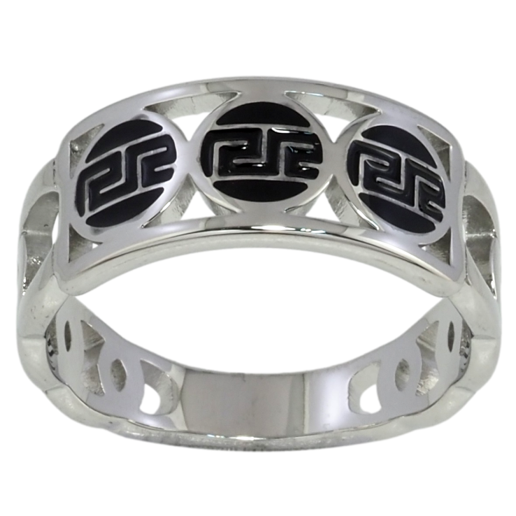 Кольцо Xuping TTM Stainless Steel Цвет Родий Декоративный узор с черной эмалью фото №5