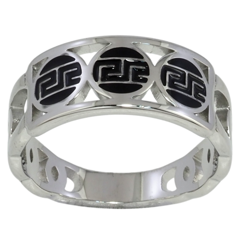 Каблучка Xuping TTM Stainless Steel Колір Родій Декоративний візерунок із чорною емаллю фото №1