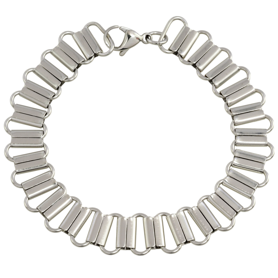 Браслет Xuping ТТМ Stainless Steel цвет Родий Фантазийное плетение размер 21.5см х 13мм фото №1