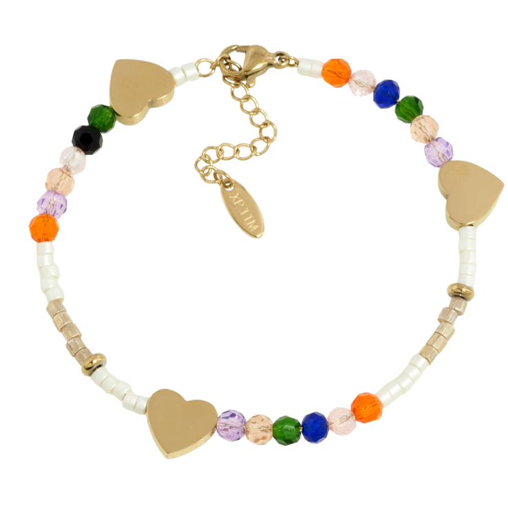 Браслет Xuping ТТМ Stainless Steel колір 14K Різнокольорові намистини з серцем розмір з доп.цеп 18-21см х 4мм фото №9