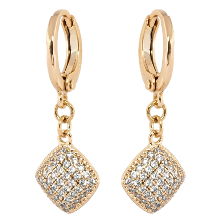 Серьги Xuping Позолота 18K подвески на колечках Ромбовые подвески с инкрустацией цирконием фото №15