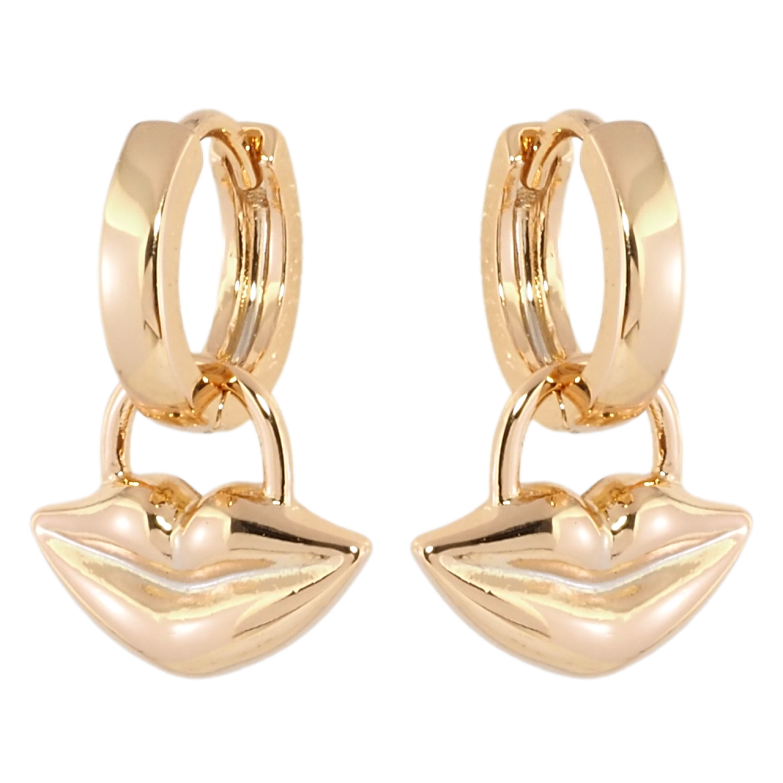 Серьги Xuping Позолота 18K подвески на колечках Улыбки 2 в 1 фото №1