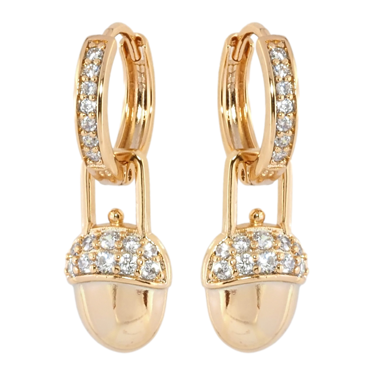 Серьги Xuping Позолота 18K подвески на колечках Желуди 2 в 1 фото №4