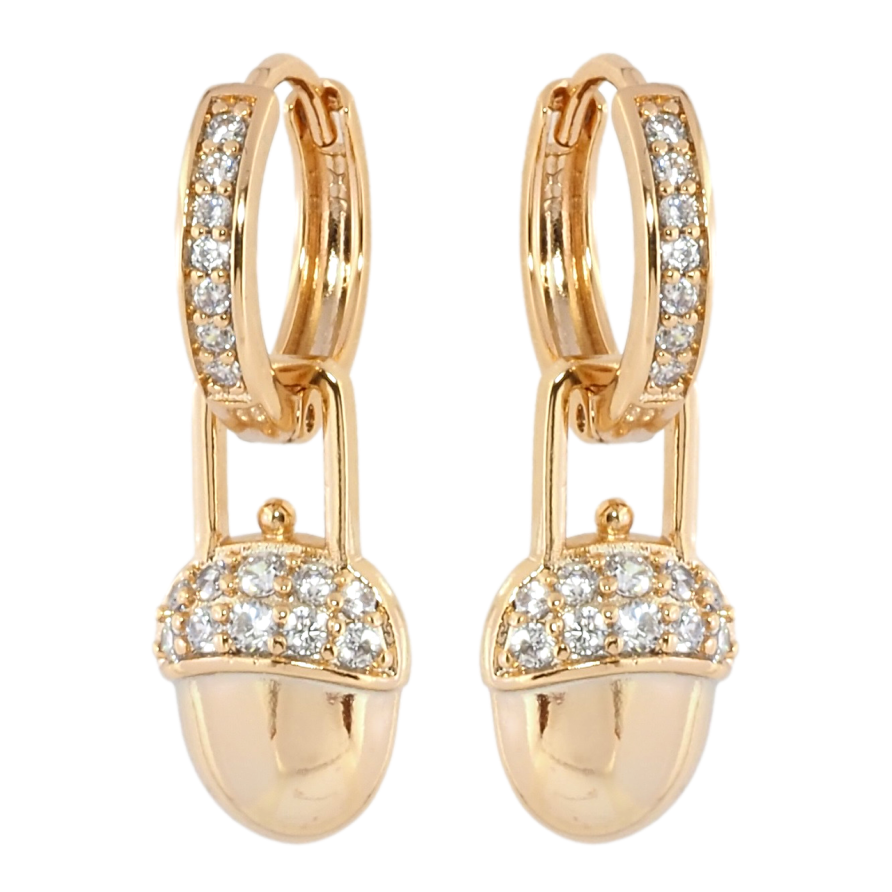 Серьги Xuping Позолота 18K подвески на колечках Желуди 2 в 1 фото №1