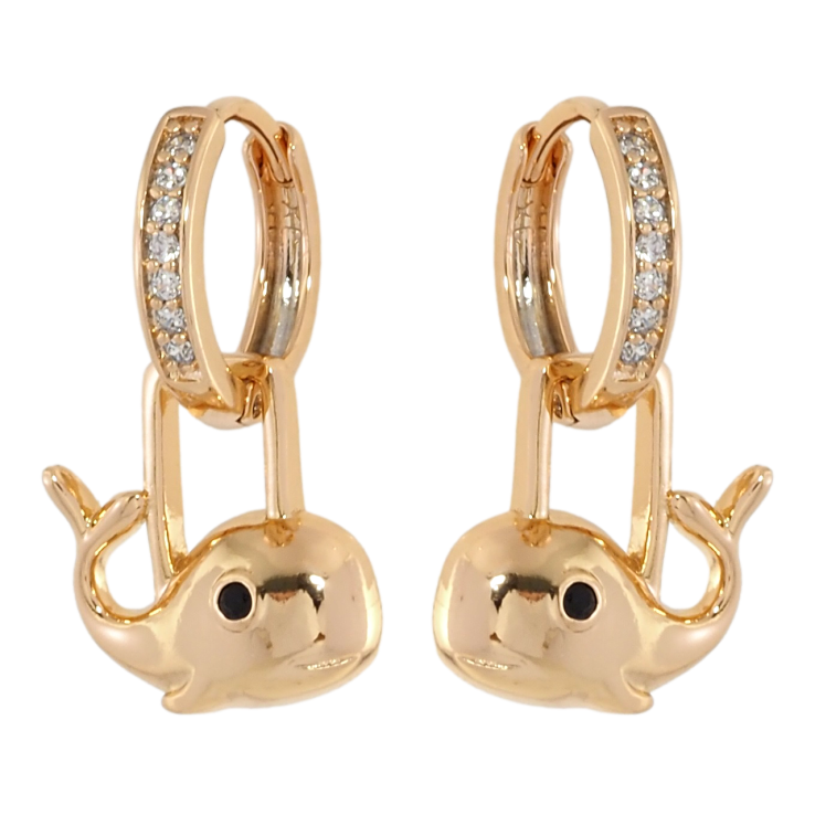 Серьги Xuping Позолота 18K подвески на колечках Киты 2 в 1 фото №23