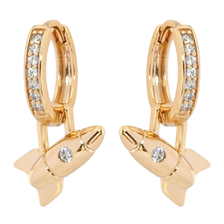 Серьги Xuping Позолота 18K подвески на колечках Ракеты 2 в 1 фото №16