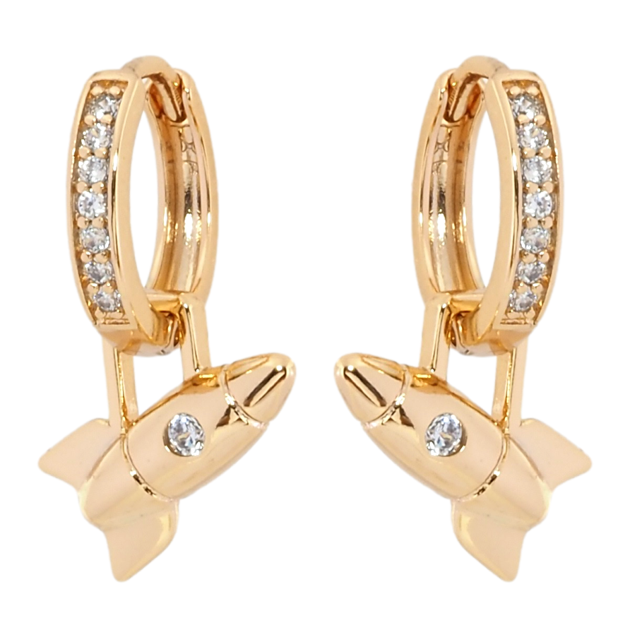 Серьги Xuping Позолота 18K подвески на колечках Ракеты 2 в 1 фото №1