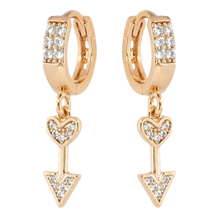 Серьги Xuping Позолота 18K подвески на колечках Стрелы с сердечками фото №12