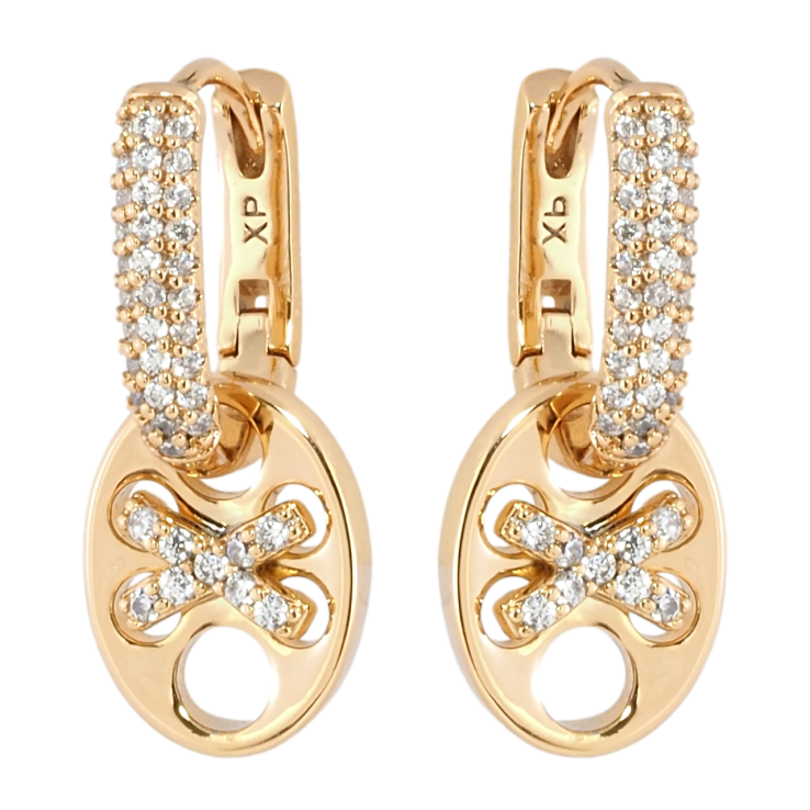 Серьги Xuping Позолота 18K подвески на колечках Овальные подвески с инкрустацией цирконием 2 в 1 фото №19