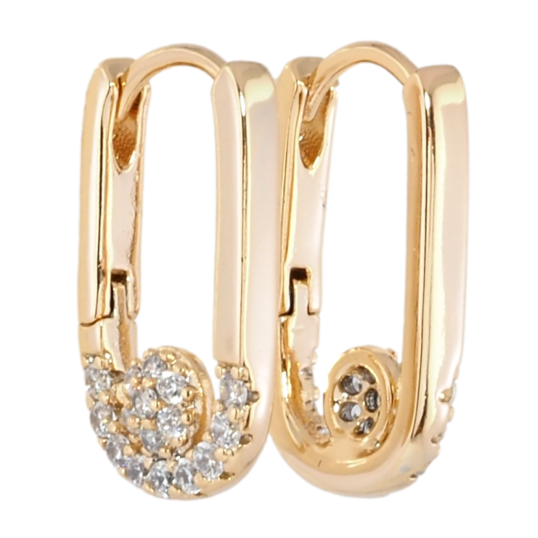 Серьги Xuping Позолота 18K колечки Боковой узор цирконием фото №1