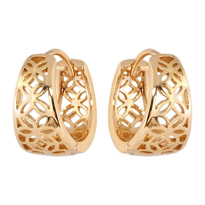 Серьги Xuping Позолота 18K колечки Резной цветочный узор фото №1 Серьги Xuping Позолота 18K колечки Резной цветочный узор фото №1
