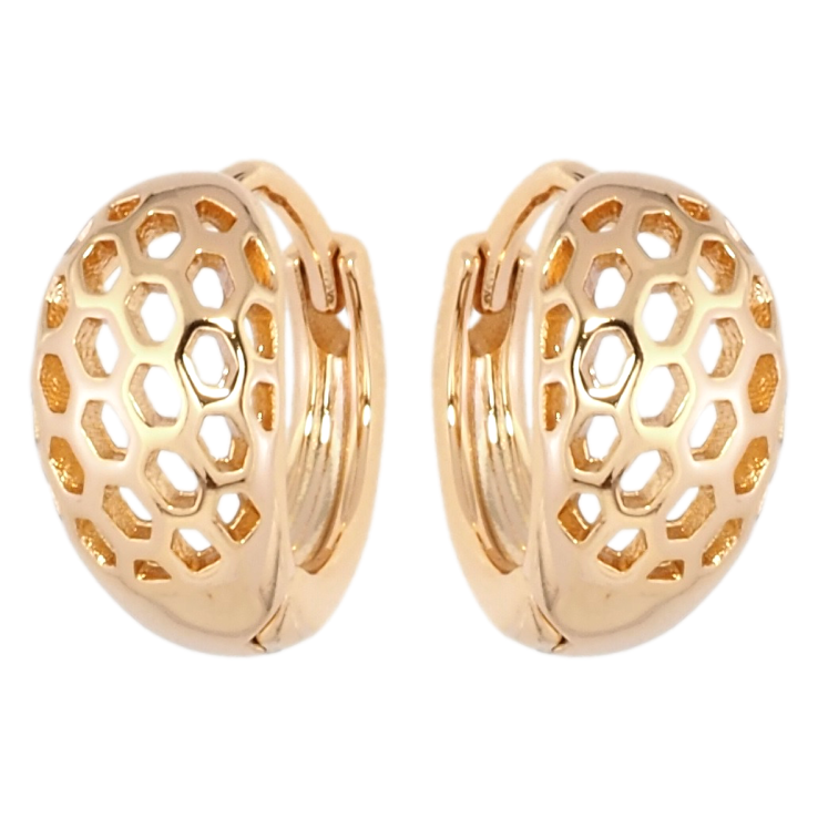 Сережки Xuping Позолота 18K колечка Різьблений візерунок стільники фото №16 Сережки Xuping Позолота 18K колечка Різьблений візерунок стільники фото №16