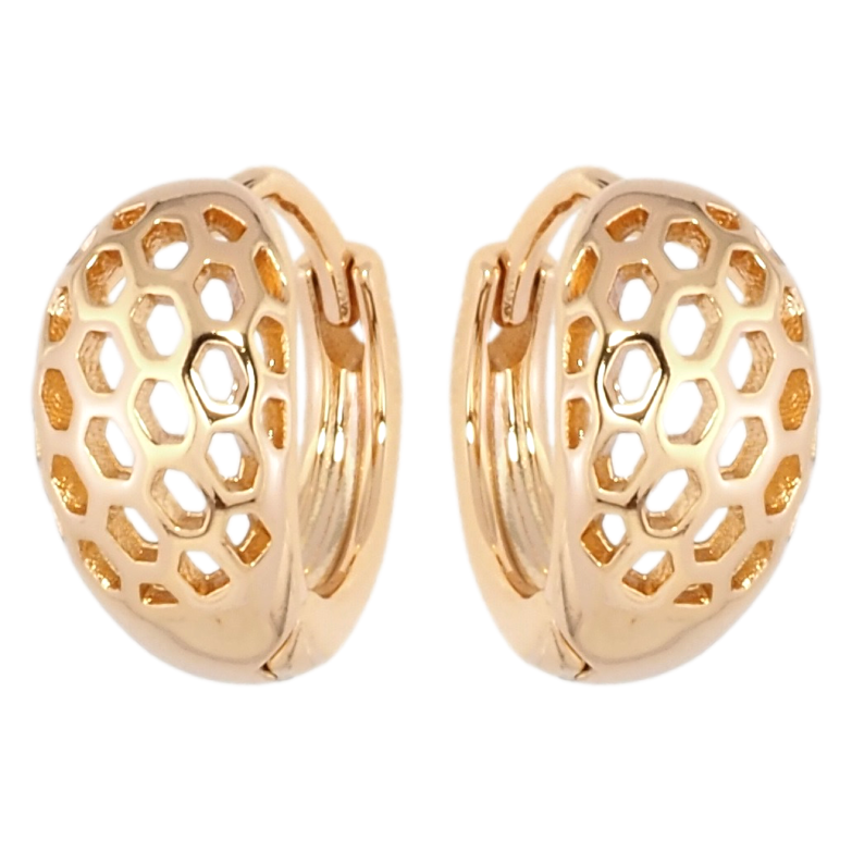 Серьги Xuping Позолота 18K колечки Резной узор соты фото №1 Серьги Xuping Позолота 18K колечки Резной узор соты фото №1