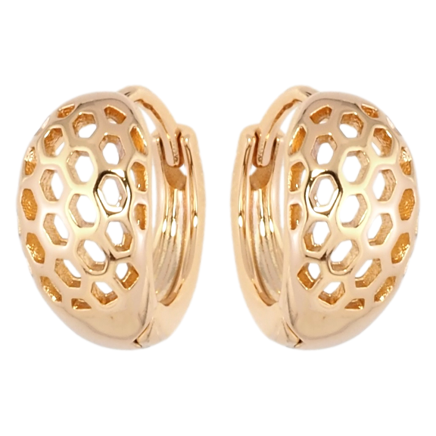 Сережки Xuping Позолота 18K колечка Різьблений візерунок стільники фото №1 Сережки Xuping Позолота 18K колечка Різьблений візерунок стільники фото №1