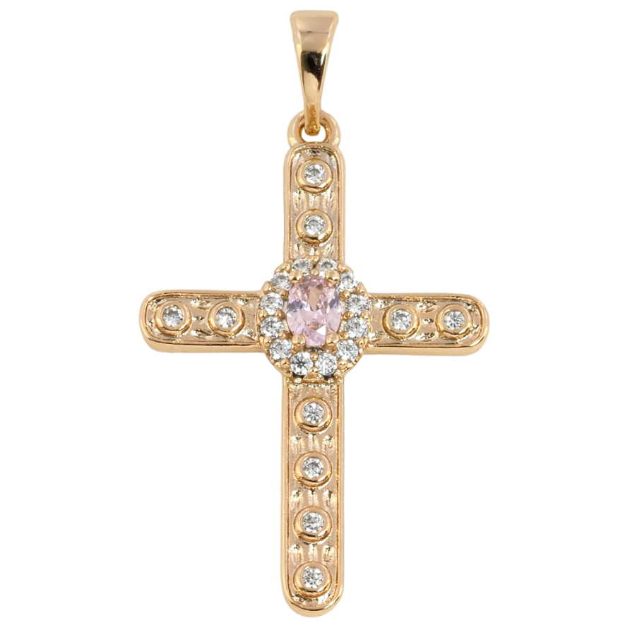 Кулон Xuping Позолота 18K Крест с цирконием и розовым фианитом для цепочки до 5мм фото №1 Кулон Xuping Позолота 18K Крест с цирконием и розовым фианитом для цепочки до 5мм фото №1
