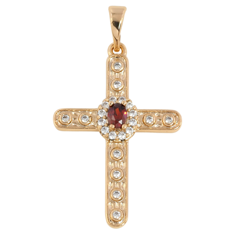 Кулон Xuping Позолота 18K Хрест з цирконієм і червоним фіанітом для цепочки до 5мм фото №1 Кулон Xuping Позолота 18K Хрест з цирконієм і червоним фіанітом для цепочки до 5мм фото №1