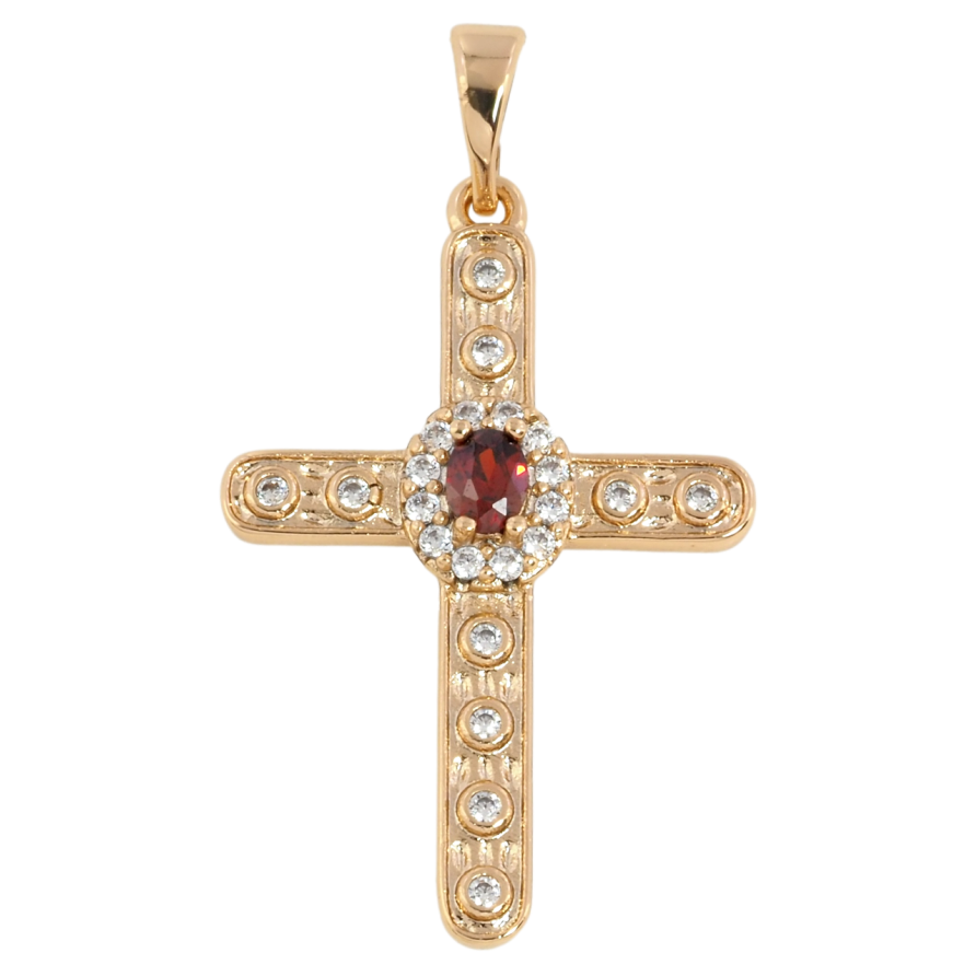 Кулон Xuping Позолота 18K Крест с цирконием и красным фианитом для цепочки до 5мм фото №1 Кулон Xuping Позолота 18K Крест с цирконием и красным фианитом для цепочки до 5мм фото №1