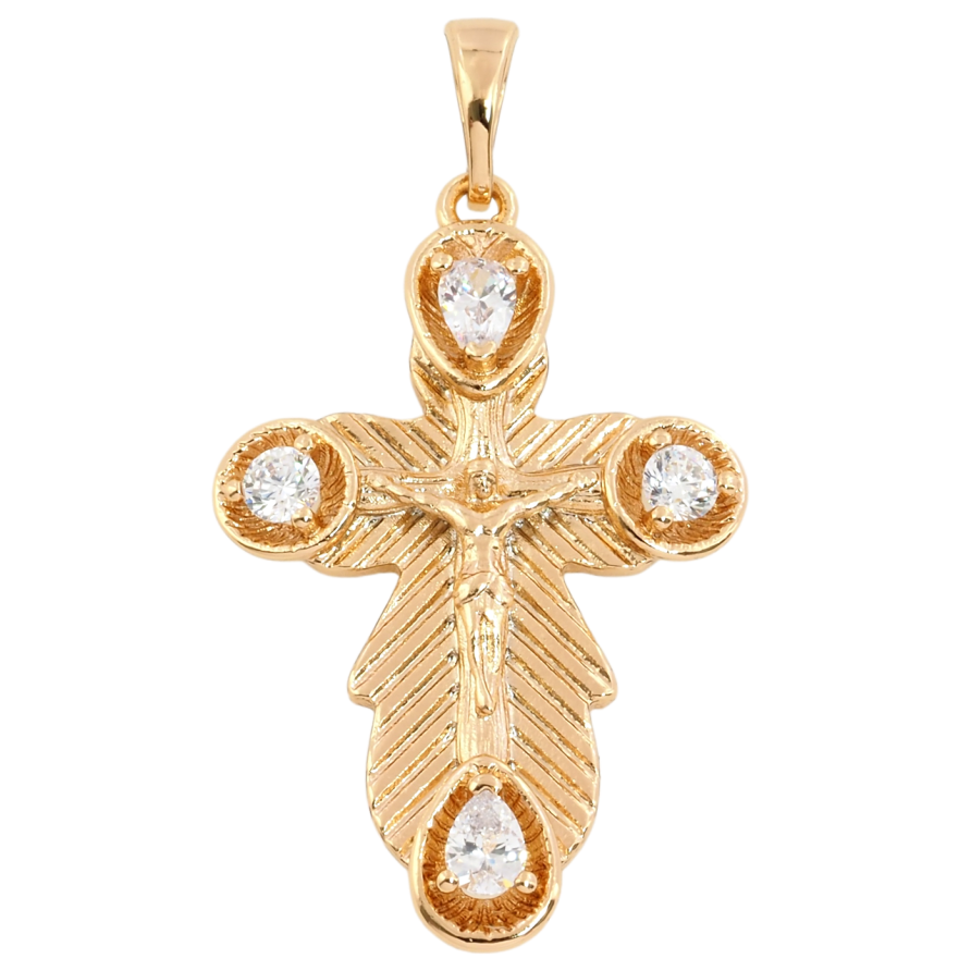 Кулон Xuping Позолота 18K Крест с Распятием и цирконием для цепочки до 5мм фото №1 Кулон Xuping Позолота 18K Крест с Распятием и цирконием для цепочки до 5мм фото №1