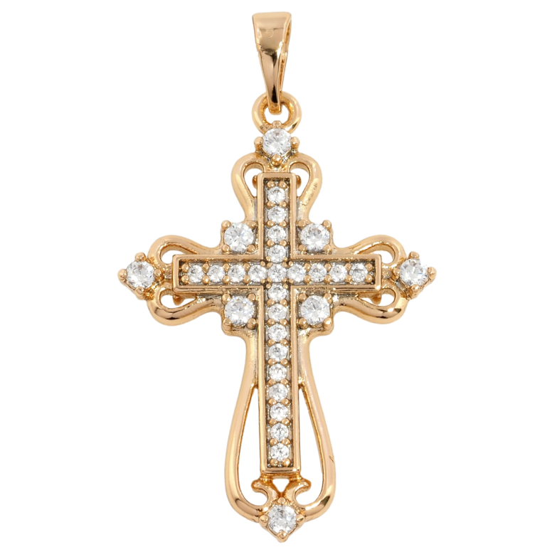 Кулон Xuping Позолота 18K Хрест із цирконієм для ланцюжка до 5мм фото №1 Кулон Xuping Позолота 18K Хрест із цирконієм для ланцюжка до 5мм фото №1