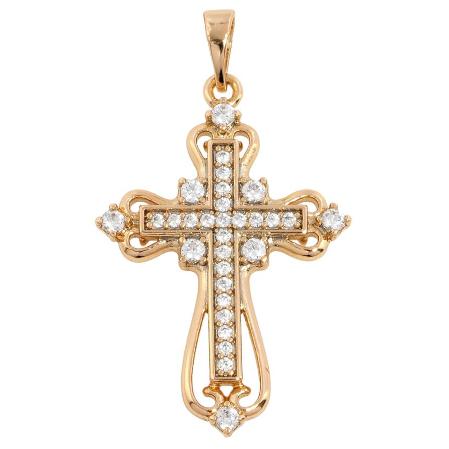 Кулон Xuping Позолота 18K Крест с цирконием для цепочки до 5мм фото №1 Кулон Xuping Позолота 18K Крест с цирконием для цепочки до 5мм фото №1