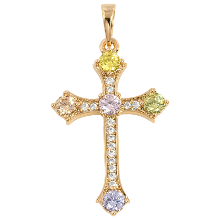 Кулон Xuping Позолота 18K Крест с цирконием и разноцветными фианитами для цепочки до 6мм фото №1 Кулон Xuping Позолота 18K Крест с цирконием и разноцветными фианитами для цепочки до 6мм фото №1