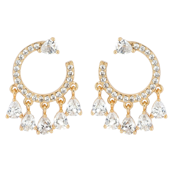 Сережки Xuping Позолота 18K пусети Кришталеві підвіски фото №9