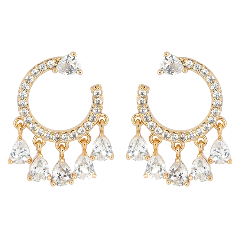 Сережки Xuping Позолота 18K пусети Кришталеві підвіски фото №1