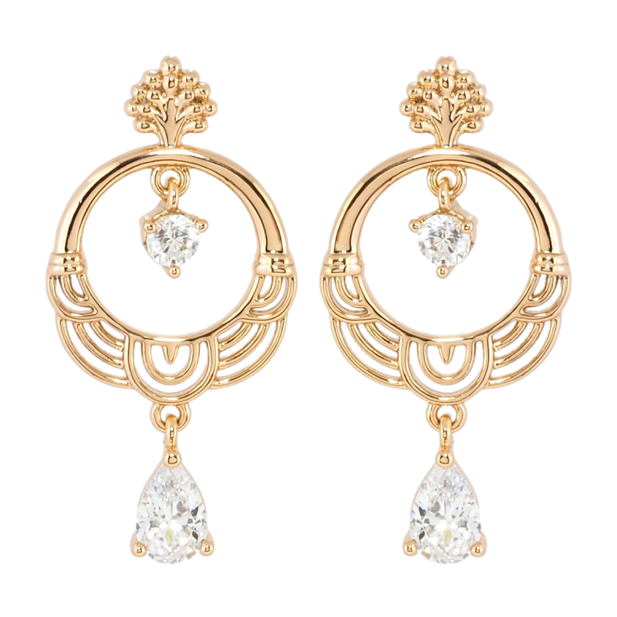 Сережки Xuping Позолота 18K пусети Декоративні підвіски з фіанітами фото №1
