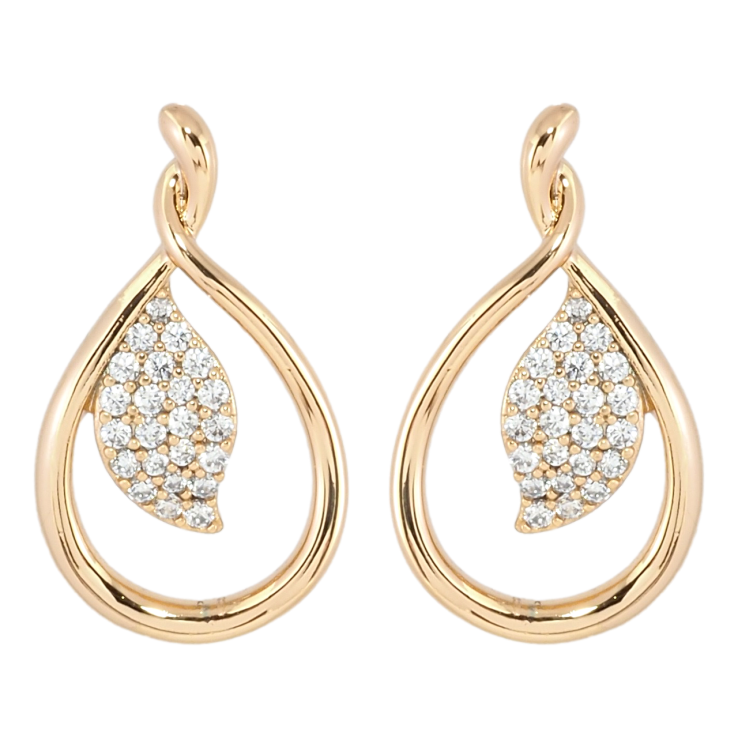 Сережки Xuping Позолота 18K пусети Петельки з листочками фото №9
