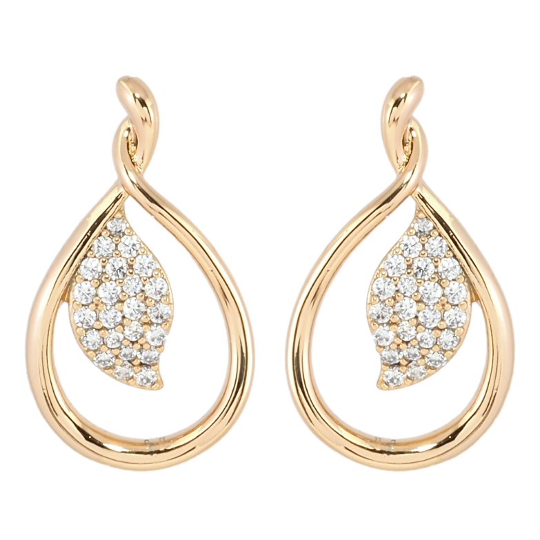 Сережки Xuping Позолота 18K пусети Петельки з листочками фото №1
