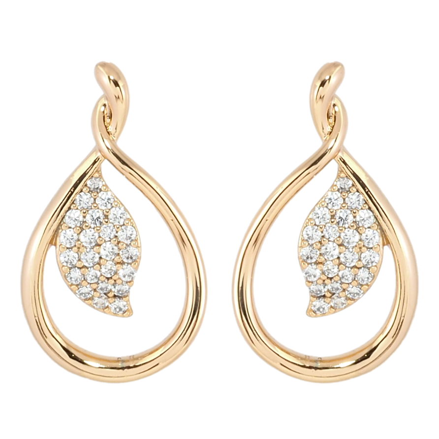Сережки Xuping Позолота 18K пусети Петельки з листочками фото №1