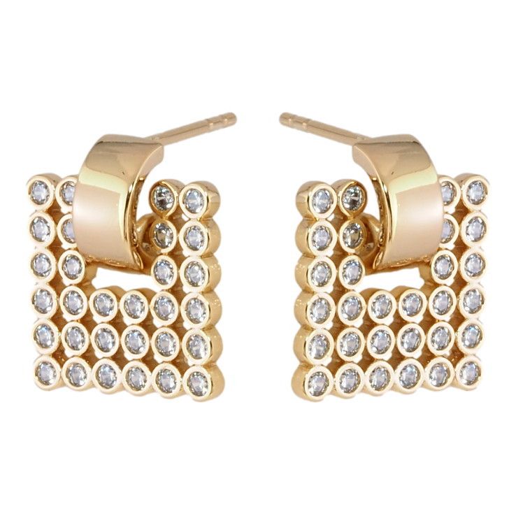 Сережки Xuping Позолота 18K пусети Квадратні підвіски з цирконієм фото №16